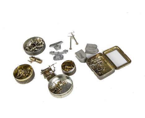 A small collection of Beeson-made Locomotive Components in various scales: including buffers, couplings, a firehole door mech
