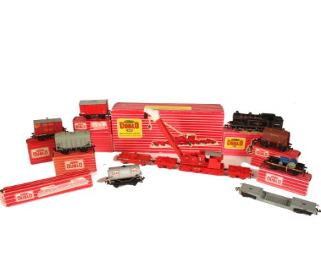 Hornby-Dublo 00 Gauge 2-Rail 2217 Tank Breakdown Crane and Rolling Stock: 2217 0-6-2T BR black 69550 with coal in bunker, in 