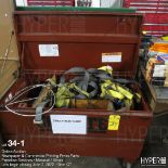 (Lot) Job box on casters with contents rigging straps