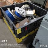 (Lot) contents tote with hose, misc.