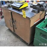 Knaack secure job cabinet with attached 8" bench vise, contents