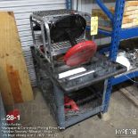 Plastic cart with contents mechanics stool, step ladder, etc.