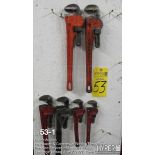 (Lot) of tools: pipe wrenches, adjustable wrenchs and sledge hammers
