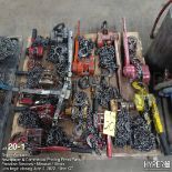 (Lot) of (14) various size come a longs/chain binders