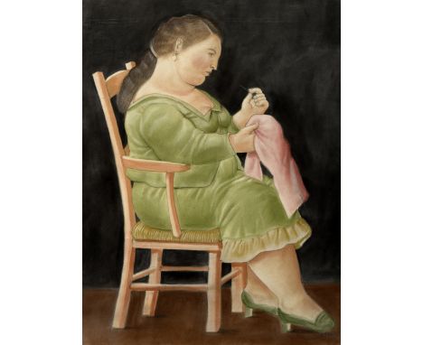 FERNANDO BOTERO - 1932-2023, Untitled ("A costureira"), mixed media on canvas, signed and dated 1997. Notes: Provenance: D. A
