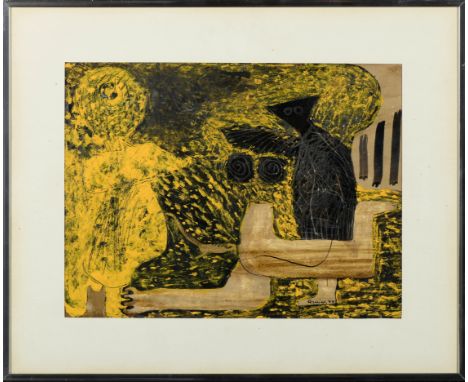 MÁRIO CESARINY - 1923-2006, Untitled, mixed media on both sides of a sheet of paper, signed and dated 1949, Dim. - 23 x 30 cm