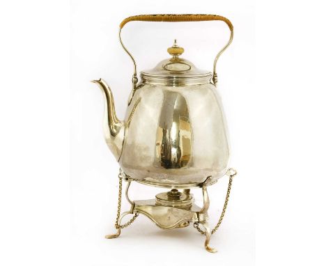 A George III silver kettle , Benjamin Laver, London,1785 of plain design with ivory button finial, on an associated stand and