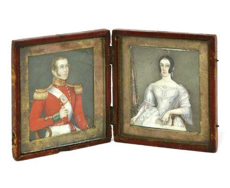 Indian Colonial School, 18th century a pair of Company portrait miniatures: MAJOR G F LAKE, OF THE 94TH REGIMENT OF FOOT, IN 