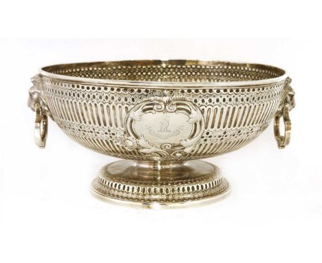 A twin-handled silver punchbowl, with London Assay marks for London 2019 and cancelled marks, the sides embossed and chased w