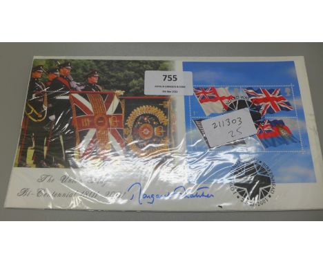 A Margaret Thatcher signed first day cover 
