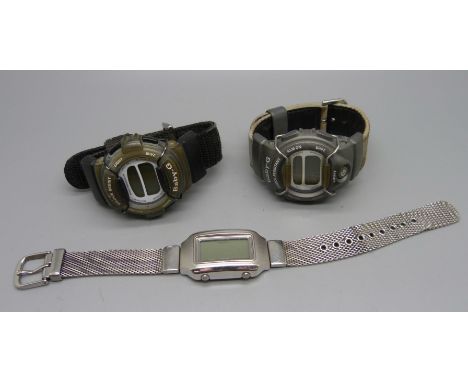 Three Casio watches: two Baby G-Shock and CSterna 