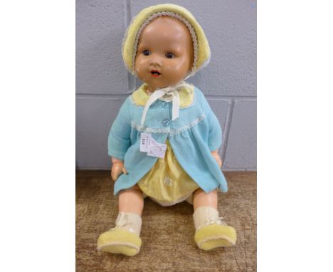 A large (mannequin size) B.N.D. (British National Doll) London No.8 1930's baby doll, approx 23", English spray paint bisque 