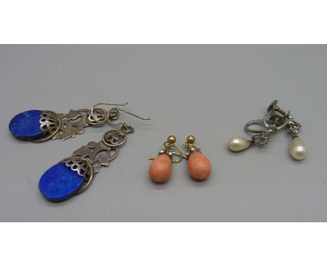Three pairs of vintage earrings 