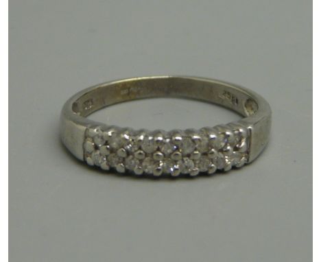 A 9ct white gold, eighteen stone diamond ring, K, 1.9g 