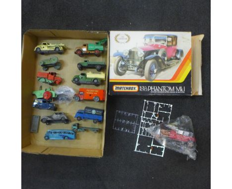 Dinky Toys including French, Chad Valley, Tri-ang, Timpo die-cast and tin-plate vehicles, playworn, Matchbox self-assembly Ph