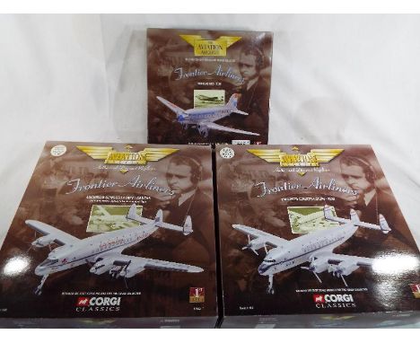 Corgi The Aviation Archive Frontier Airliners - three 1:144 scale boxed diecast models comprising Lockheed Constellation Qant