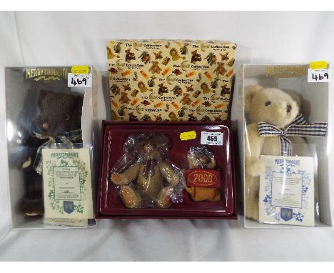 Bears - two Merrythought Bears entitled Harry, issued in 2004, No.489 and James issued 2004/05 No.489 and a Steiff bear by En