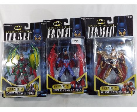 Batman - a set of three Legends of the Dark Knight, Premium collector series by Kenner, Neural Claw  Batman, Dive Claw Robin 