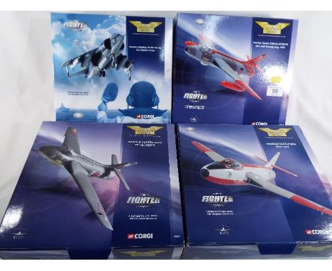 Corgi The Aviation Archive Jet Fighter Power - four 1:72 scale boxed diecast Hawker models comprising AA32403, AA32702, AA498