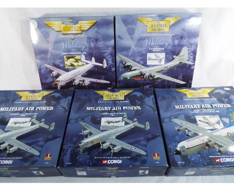 Corgi The Aviation Archive Military - five 1:144 scale boxed diecast models comprising 47509 (2 off), 48903, 47506 and AA3130