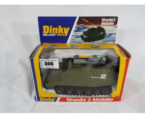 Dinky Toys - Shado 2 Mobile (Gerry Anderson's UFO) # 353, green body, dark green rollers, black rubber tracks, large and smal