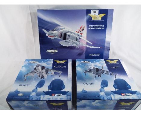 Corgi The Aviation Archive Jet Fighter Power - three 1:72 scale boxed diecast models comprising AA32401, AA32402 and AA33201,