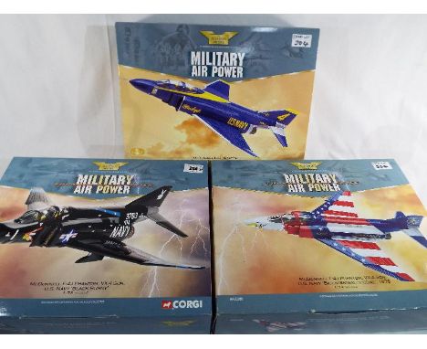 Corgi The Aviation Archive Military Air Power - three 1:72 scale boxed diecast models comprising McDonnell F-4J Phantom Blue 