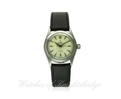 A BOY'S SIZE GENTLEMAN'S STAINLESS STEEL ROLEX TUDOR OYSTER PRINCE 31 SELF WINDING WRIST WATCH CIRCA 1940s, REF. 7810
D: Silv