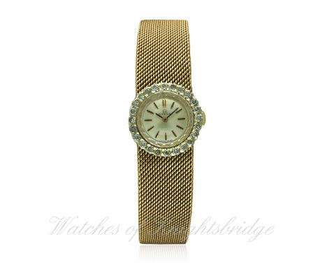 A LADIES 18K SOLID PINK GOLD OMEGA BRACELET WATCH CIRCA 1967, REF. 511.180
D: Silver dial with black inlaid gilt batons. M: 1