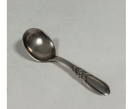 A Danish silver caddy spoon, early 20th century, by Evald Nielsen, stamped marks including "No. 16", 830 standard. 11.5cm