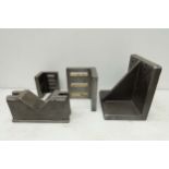 3 x Angle Plates + 1 Vee. Sizes 8" x 8", 6" x 5" x 4 1/2" x 3 1/2". Vee is 4" Across.