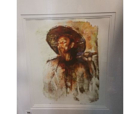 Three Paintings Signed by James Robinson to Include 'A Woman's Hand', Vietnamese Man' and a Mixed Media of Marilyn Monroe (3)
