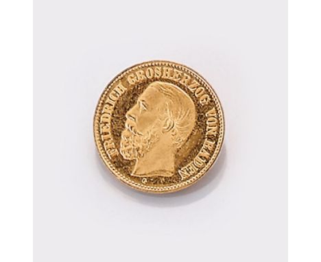 Goldmünze, 5 Mark, Deutsches Reich,   1877, Friedrich Großherzog von Baden, Prägemarke GGold coin, 5 Mark, German Reich  , 18