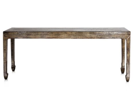 A CONTEMPORARY CHINESE CONSOLE TABLE
Rectangular, softwood with mottled gold lacquer finish
198 x 40 x 85cm
Condition: Condit