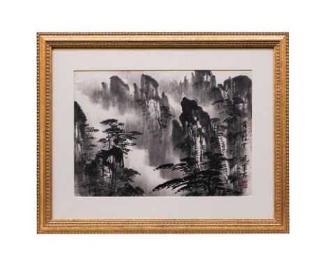 YAN JUN -  CLOUDS IN HUANGSHAN
Chinese, ink on paper, has script and red chop seal mark to lower right side
44.5 x 31.5cm
Con