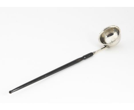 A small George III silver toddy ladle, with black painted turned wooden handle, c1799, 23cm