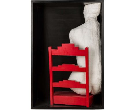 GEORGE SEGAL (AMERICAN 1924-2000)Girl on a Chair, 1970plaster and painted wood assemblage91.4 x 61 x 29.9 cm (36 x 24 x 11 3/