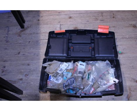 A toolbox and contents of assorted hardware and ironmongery, shipping unavailable 