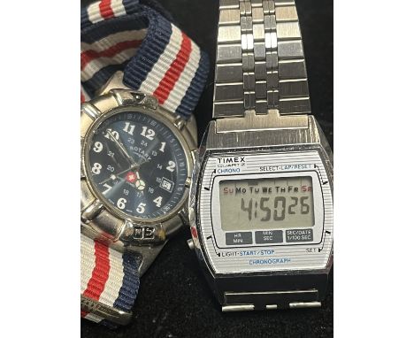 A vintage Rotary Swiss Commando men's wristwatch and a Timex Chrono wrist watch (working) 