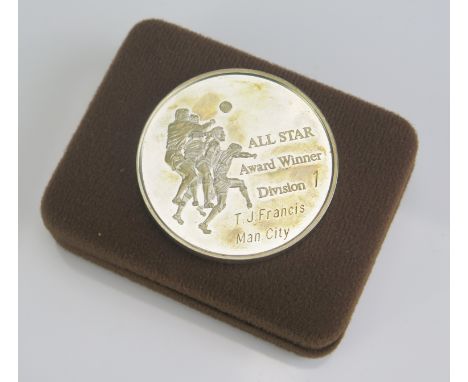A Professional Footballers' Association All Star Award Winner silver medallion, Division One to T. J. Francis Manchester City