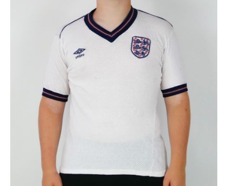 A 1985 Umbro Airtex England shirt with No 10 to the back, possibly Trevor's shirt worn in the Mexico v England game on the 9t