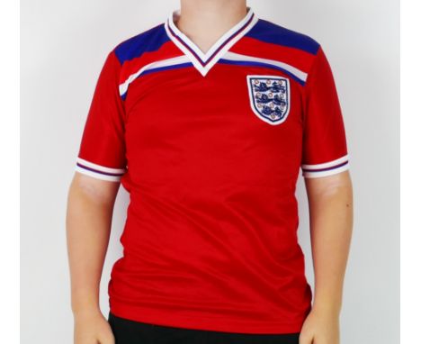 An England International Spain 1982 World Cup away shirt bears No. 8 to the back for Trevor Francis, used for either the game