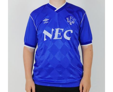 An Everton Football Club 1986-87 season shirt that was possibly worn in the Dubai Champions Cup,Everton v Rangers 1987 - 1988