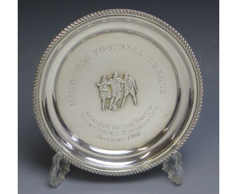 A presentation silver waiter inscribed “Nationwide Football League Manager of The Month” Trevor Francis Birmingham City Novem