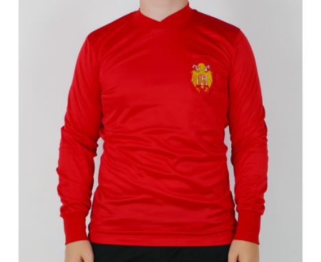 A Spain International home shirt 1980 season bears No. 2 to the back for Santiago Urquiaga. The match took place on 28th Marc