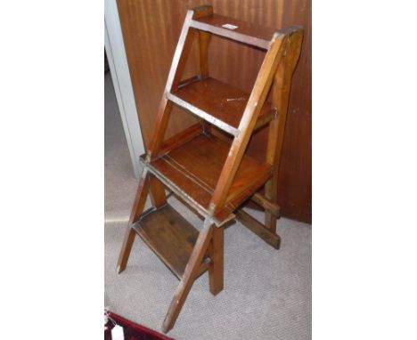 A 19TH CENTURY WALNUT METAMORPHIC LIBRARY STEP CHAIR