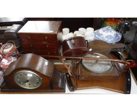 A MINIATURE CHEST OF FOUR DRAWERS, a 1930's barometer and similar items