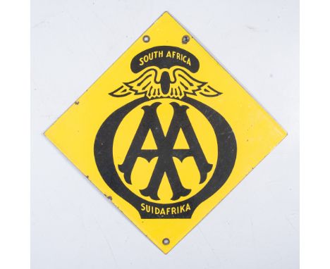 A double-sided sign by "The Union Enamel Works Durban" c.1950s, measuring 46 by 46cm