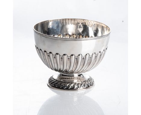 WM Hutton &amp; Sons Ltd, London 1895, chased with swirling lobes and flutes, on spreading rim foot, 400g, 18cm diam   