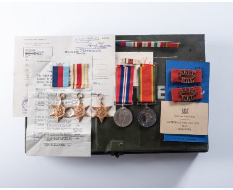 General Service Medal (George VI) bars Palestine, Palestine 1945-48, Defence Medal, WW2 War Medal and Africa General Service 